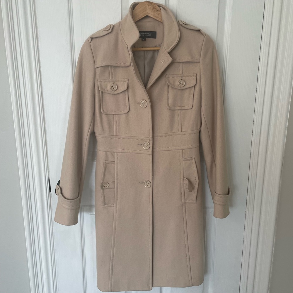 Kenneth Cole Reaction Women's Beige/Tan Wool-Blend Trench Coat